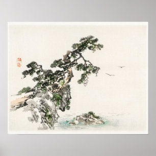 Poster Cliff par Kōno Bairei (1844-1895)