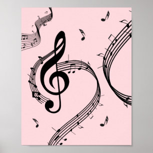 Poster Climacic G Clef Music Rose