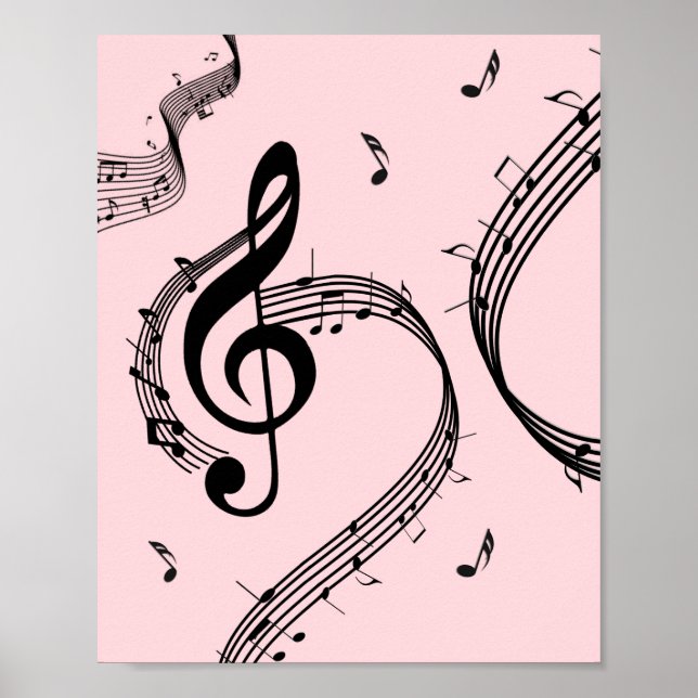 Poster Climacic G Clef Music Rose (Devant)