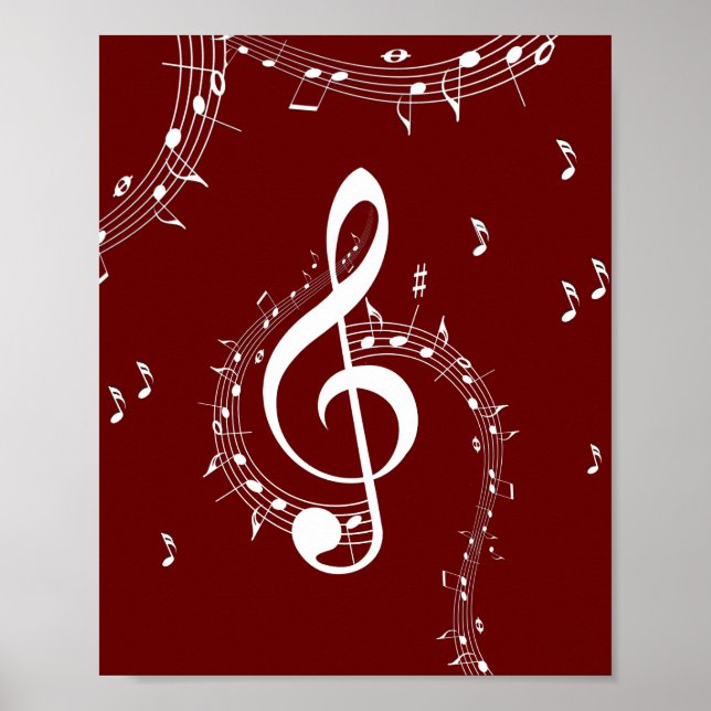 Poster Climacic G Clef Music Rouge (Devant)