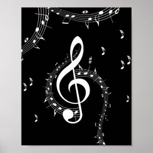 Poster Climacic G Clef Musique blanche sur le noir