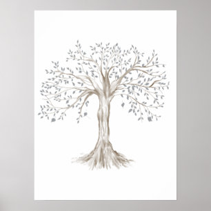 Poster Clipart de l'arborescence de la famille aquarelle