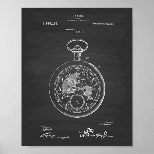 Poster Cliquez sur Spring Watch 1916 Patent Art Chalkboar (Devant)