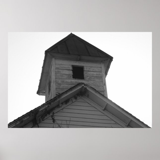 Poster Cloche de l'école noire et blanche (Devant)