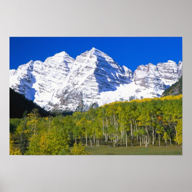 Poster Clochers de Maroon avec forêt de trembles en autom (Devant)