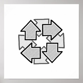 Poster Clockwise Arrows Minimal Geometric White Variant 1