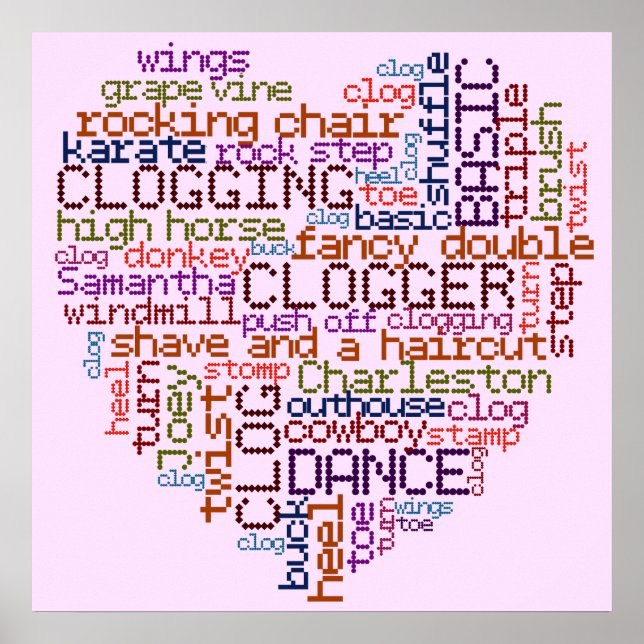 Poster Clogger Clogging Word Art (Devant)