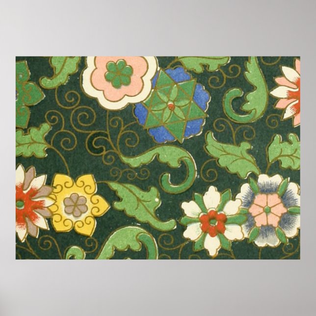 Poster Cloisonne Chine Patter Asiatique Oriental (Devant)