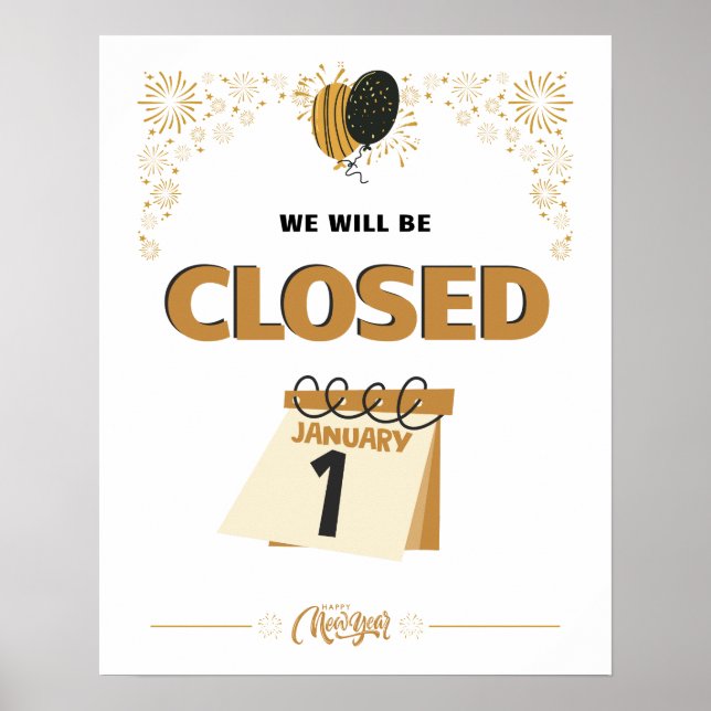Poster Closed January 1st Store Hours (Devant)