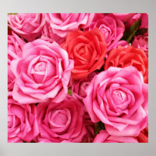 Poster Closeup Arrière - plan de Rose Rouge Artificielle