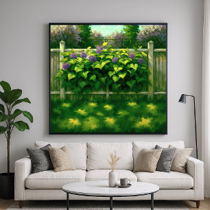Poster Clôture - Jardin Illustration Art