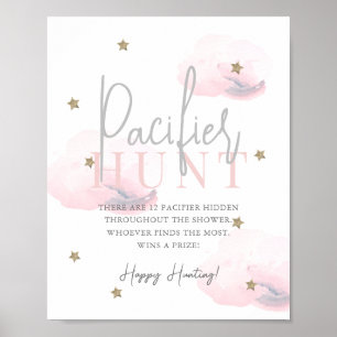 Poster Cloud 9 Gold Stars Baby shower rose Pacifique chas