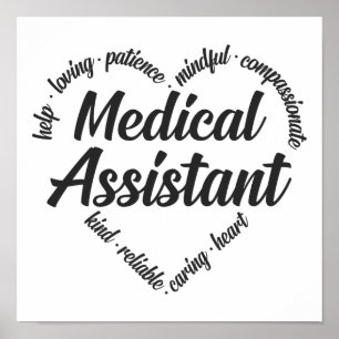 Poster Cloud de mot de coeur de l'assistant Médicale