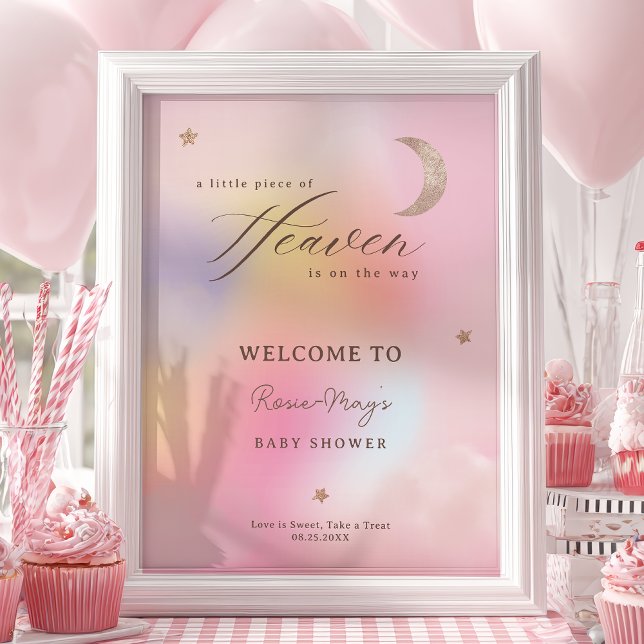 Poster Clouds Heaven Holographic Baby shower Welcome (Clouds Heaven Holographic Baby shower Welcome Poster)