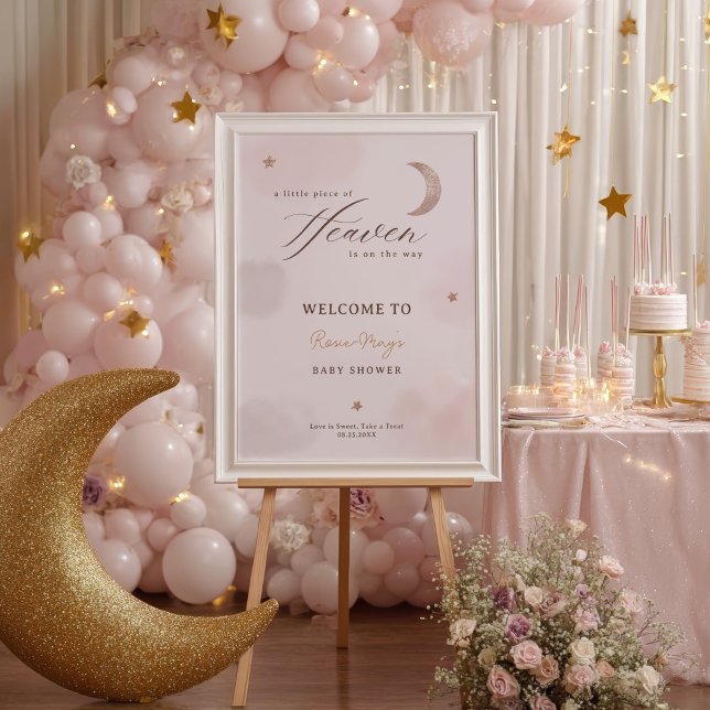 Poster Clouds Petit morceau de Ciel Baby shower Bienvenue (Clouds Little Piece of Heaven Baby shower Welcome Poster)