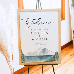 Poster CLOVER Mountain Lake Pine Mariage extérieur Bienve