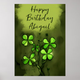 Poster Clovers Whimsical Personnalisé Joyeux anniversaire