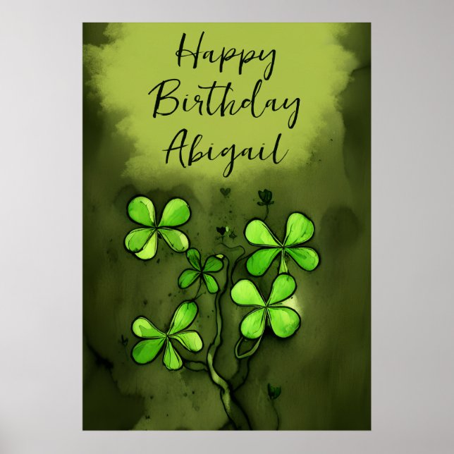 Poster Clovers Whimsical Personnalisé Joyeux anniversaire (Devant)