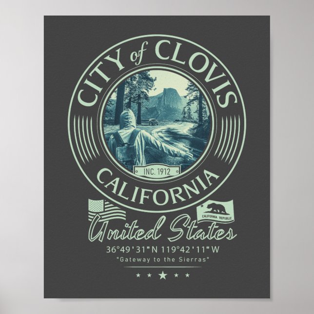 POSTER CLOVIS FRESNO CALIFORNIA - VILLE DE CLOVIS CA (Devant)