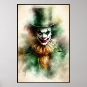 Poster Clown à l'aquarelle regardant dans votre âme