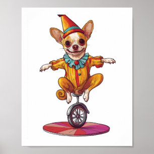 Poster Clown Chihuahua � Chien de Cirque Drôle