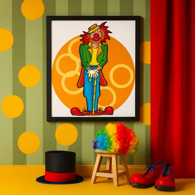 Poster Clown de dessin Whimsical aux couleurs vives (Créateur téléchargé)