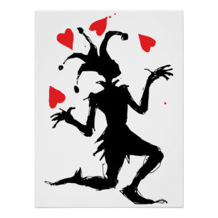 Poster Clown Effrayant Jouant avec des Cœurs