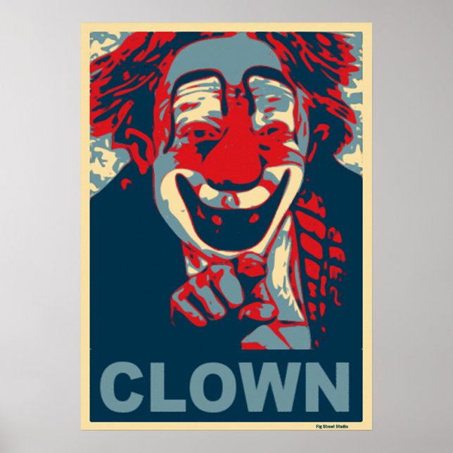 Poster Clown en rouge et bleu (Devant)