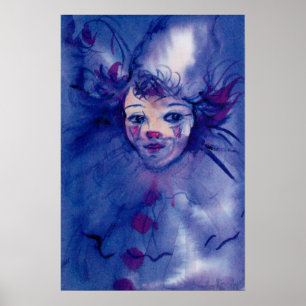 POSTER CLOWN EN VIOLET