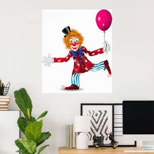 Poster Clown joyeux et coloré avec Balloon Fun Circus