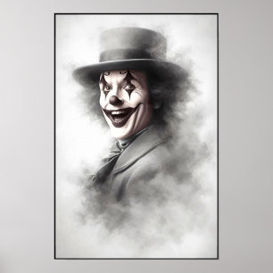 Poster Clown maléfique vintage en haut-de-forme