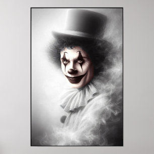 Poster Clown maléfique vintage en haut-de-forme