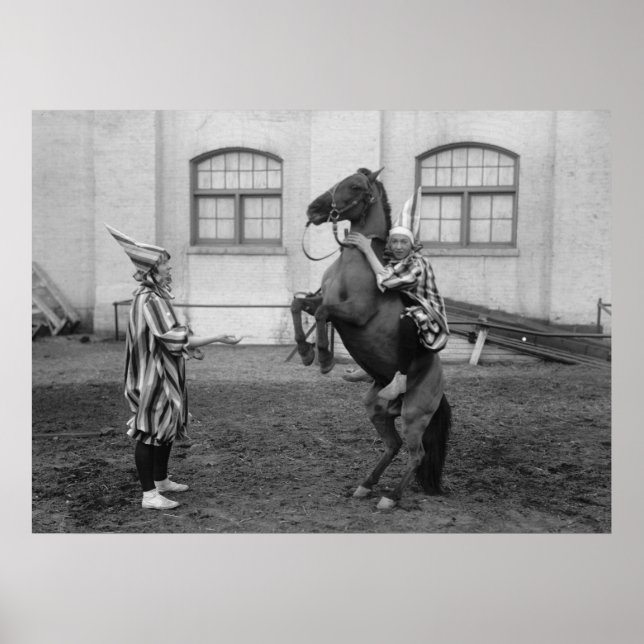 Poster Clowns vintages et cheval (Devant)
