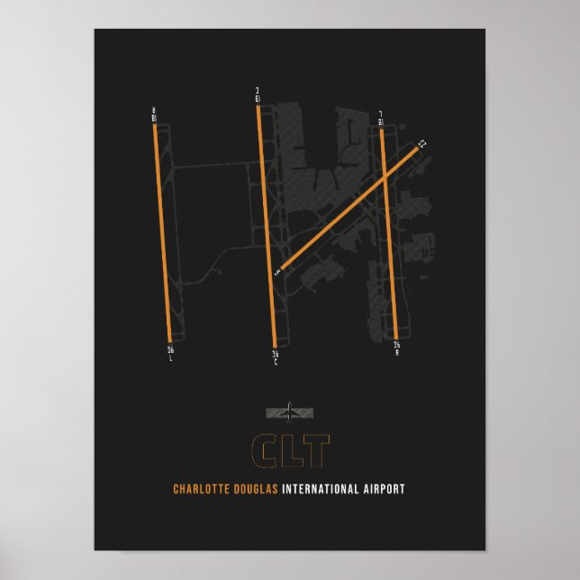 Poster CLT - Charlotte Douglas Airport Diagramme (Devant)