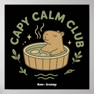 Poster Club Calme Capy Cute Capybara Rétro Esthétique Cos