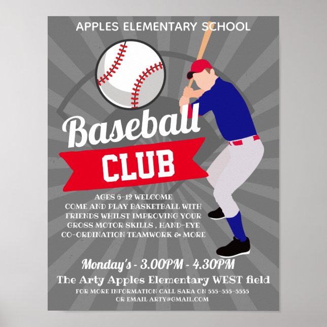 Poster club de baseball sport école (Devant)
