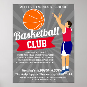 Poster club de basket-ball sports scolaires