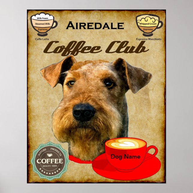 Poster Club de café des Terriers Airedale (Devant)
