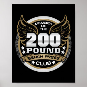 Poster Club de développé couché de 200 livres pour salle