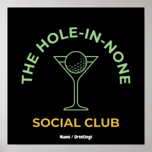 Poster Club de golf humoristique Hole-In-None Martini drô