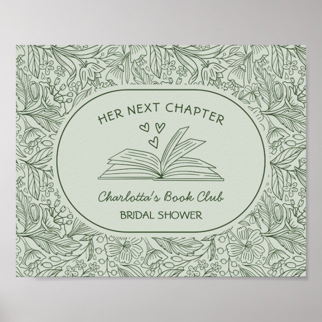 Poster Club de lecture Next Chapter Baby Shower Vert Mari (Devant)