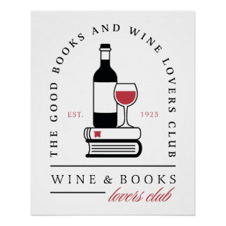 Poster Club de livre de vin humouristique esthétique de l