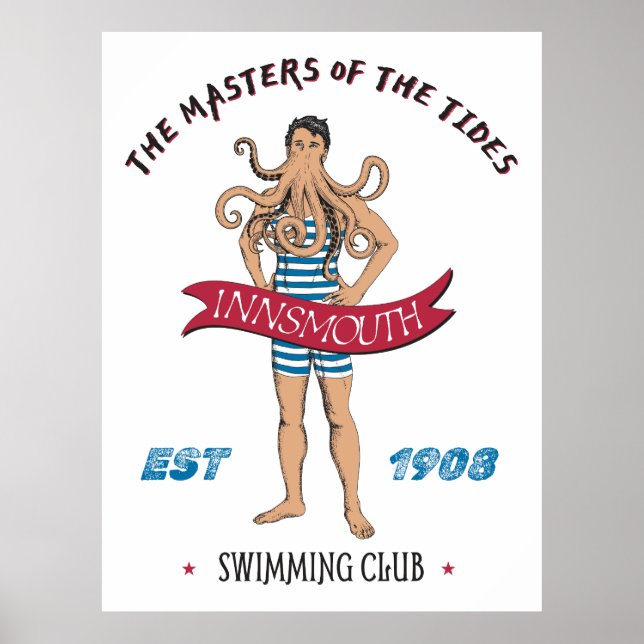 Poster Club de natation Innsmouth Lovecraft Cthulhu (Devant)