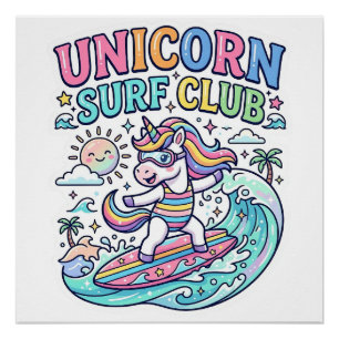 Poster Club de surf Licorne