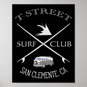 Poster Club de surf T-street San Clemente Californie 