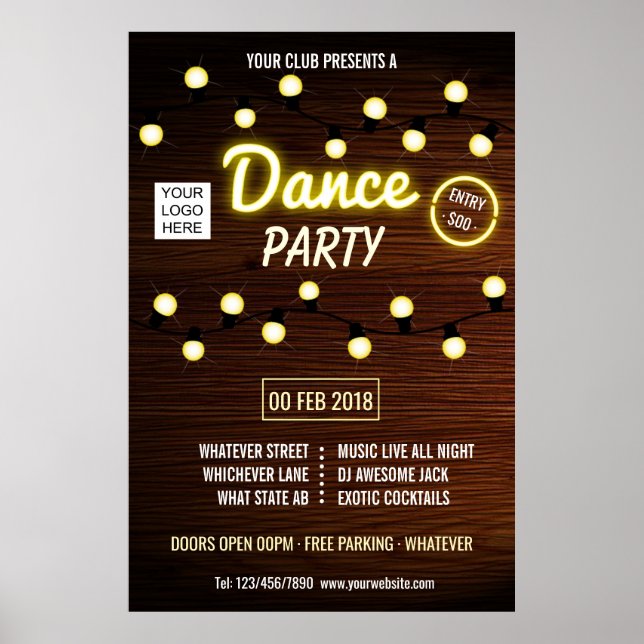 Poster Club Deejay Dance Music Party ajouter le logo (Devant)