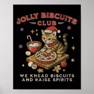 Poster Club des biscuits joyeux _ Chaton de Noël vintage 