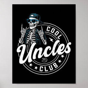 Poster Club des oncles cool rétro drôle squelette nouvel