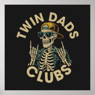 Poster Club des papas jumeaux squelettes