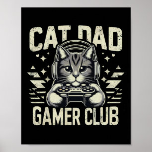 Poster Club Drôle de Papa Chat Gamer Pour Lui Vidéo Game